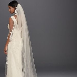 One Tier Sequin and Lace Cathedral Veil